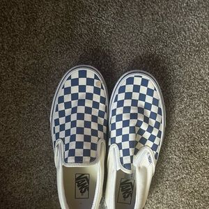 Old school slip ons blue and white